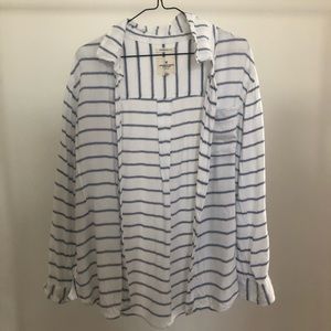 Blue and White Striped Oversized Shirt